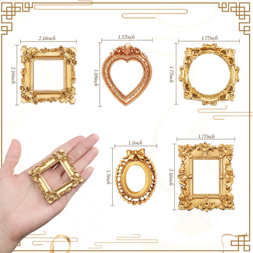 50 Pcs Gold Mini Vintage Picture Frames Bulk