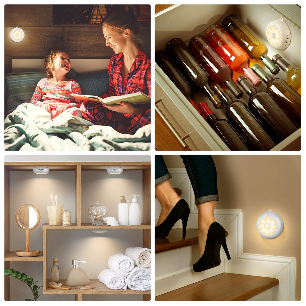 3.3" Motion Sensor Light Indoor AA Battery Powered, Under Cabinet Lighting Battery Operated, Magnetic Stick on LED
