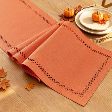 Orange Burlap Table Runner, Fall Table Runners 72 inches Long