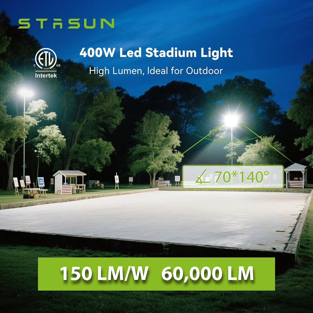 Pro 6 Series 400W 60,000LM LED Stadium Light Outdoor Flood Light, ETL Certified, 100V-277V, 5000K Daylight IP66