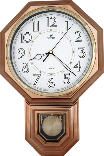 18" Schoolhouse Wood Grain Pendulum Wall Clock, Westminster Chime