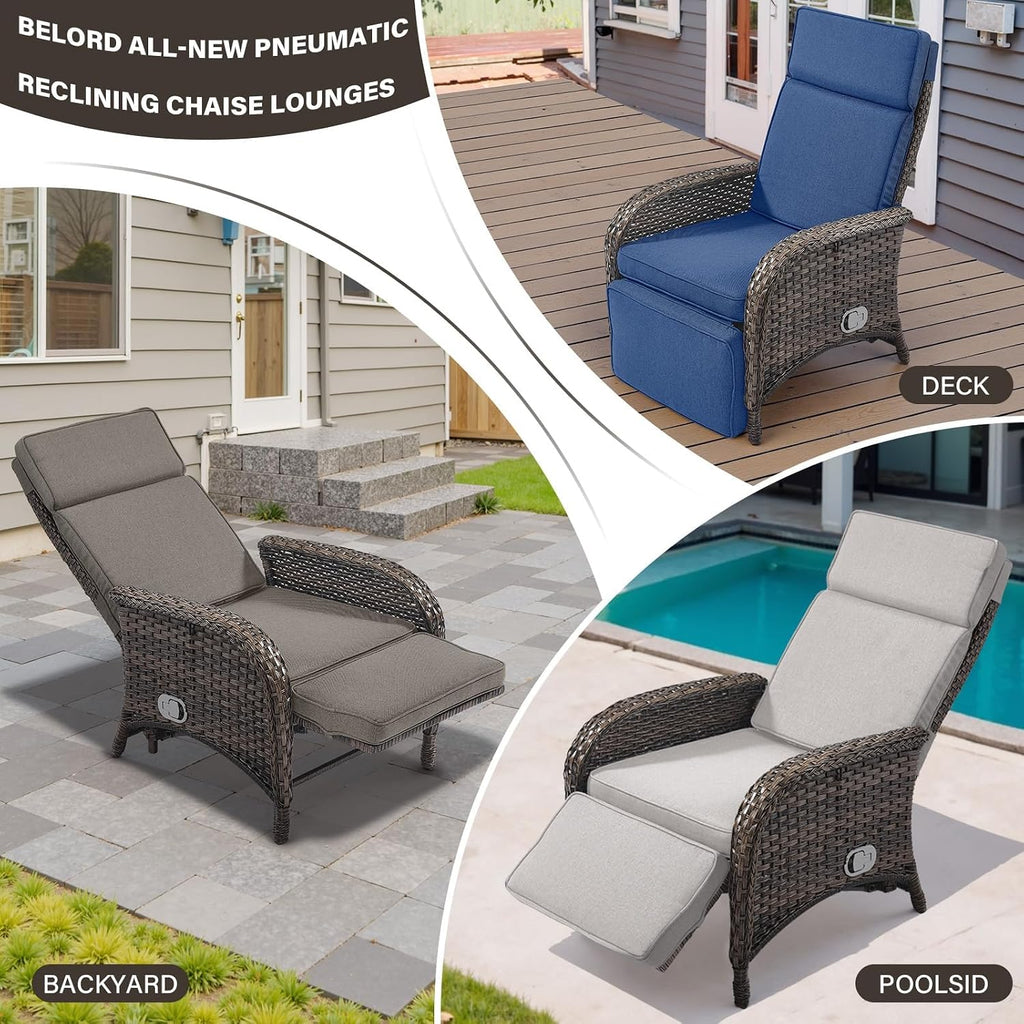 Versatile Outdoor Recliner Chair - Reclining Patio Chair with Adjustable Backrest and Footrest, All-Weather Wicker