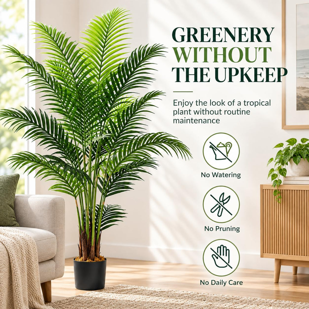 6ft Artificial Areca Palm Trees, 2 Pack, 19-Trunk Faux Plants