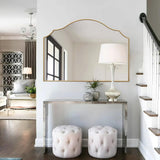Gold Scalloped Wall Mirror: 40"x29" Large Modern Minimalist Bathroom Mirror - Decorative Vanity Arched Mirrors for