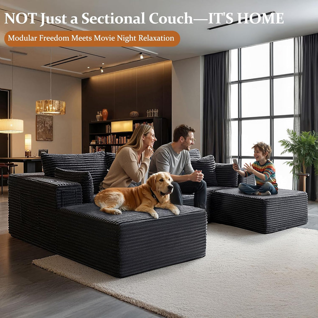 108" Oversized Cloud Sectional Couch, Comfort U Shaped Boneless Couch , Extra Deep Seats No Assembly, Modular Sofa