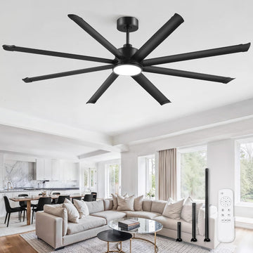 84" Ceiling Fan with LED Light and Remote - Black