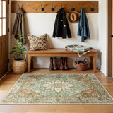 Area Rugs 3'x5' Washable Non-Slip, Floral Vintage Distress Medallion Carpet for Living Room Bedroom 