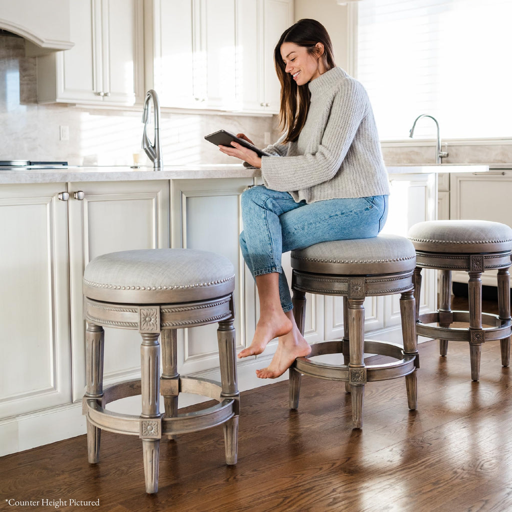 Pullman Backless Bar Stool, Weathered Oak Finish, 30"