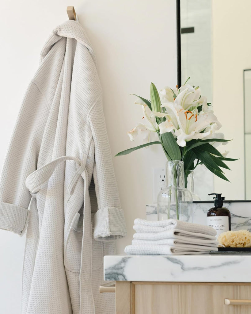 Waffle Bath Robe, Lightweight Spa Robe with Pockets | 40% Viscose from Bamboo Blend