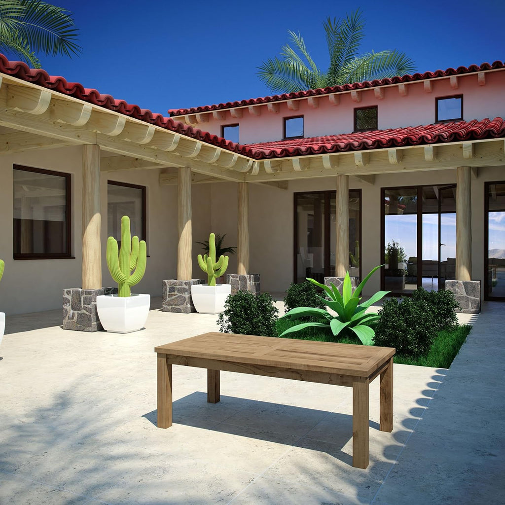 Marina Premium Grade A Teak Wood Outdoor Patio Rectangle Coffee Table in Natural