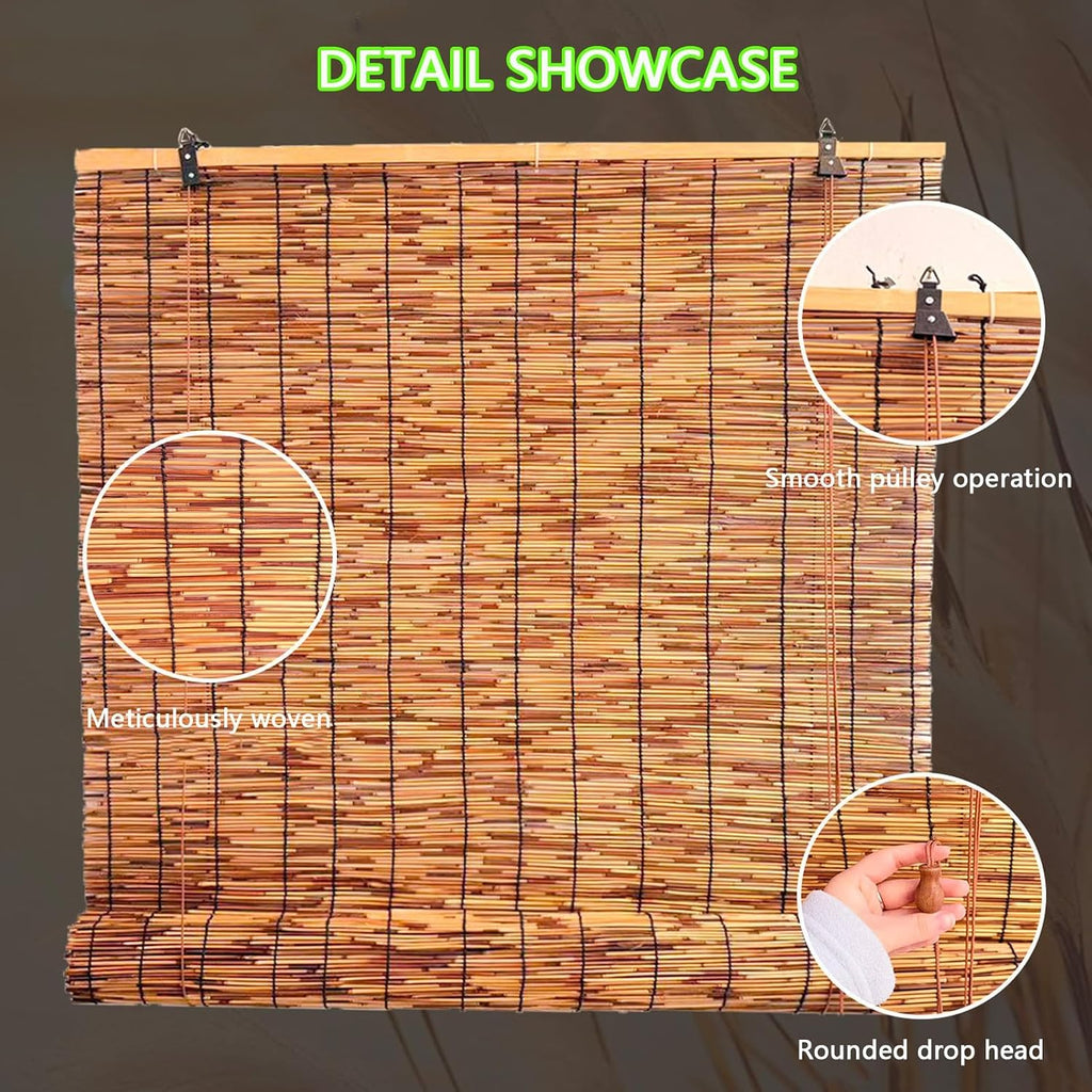 Bamboo Blinds, Outdoor Roller Blinds, Outside Window Shades, Natural Woven, for Offices, Exhibition Halls
