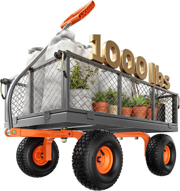 Steel Garden Cart 1000 Lbs Capacity with 10" All Terrain Tires