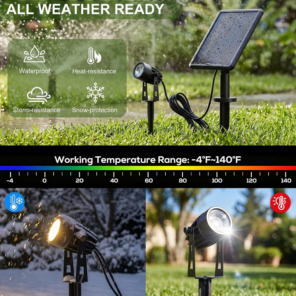 Solar Spot Lights Outdoor Palm Tree Uplights 4pack 2-in-1 Stake&Wall Mounted Landscape Spotlights IP65 Waterproof for