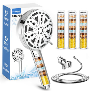 Filtered Shower Head with Handheld(3 Filters)Water Softener for Hard Water