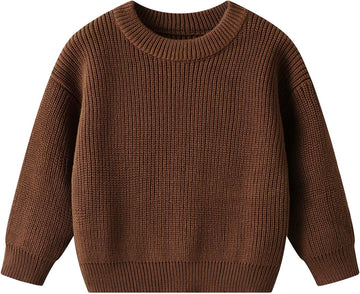 Toddler Baby Boys Girls Cotton Knit Sweater Crewneck Long Sleeve Pullover Top