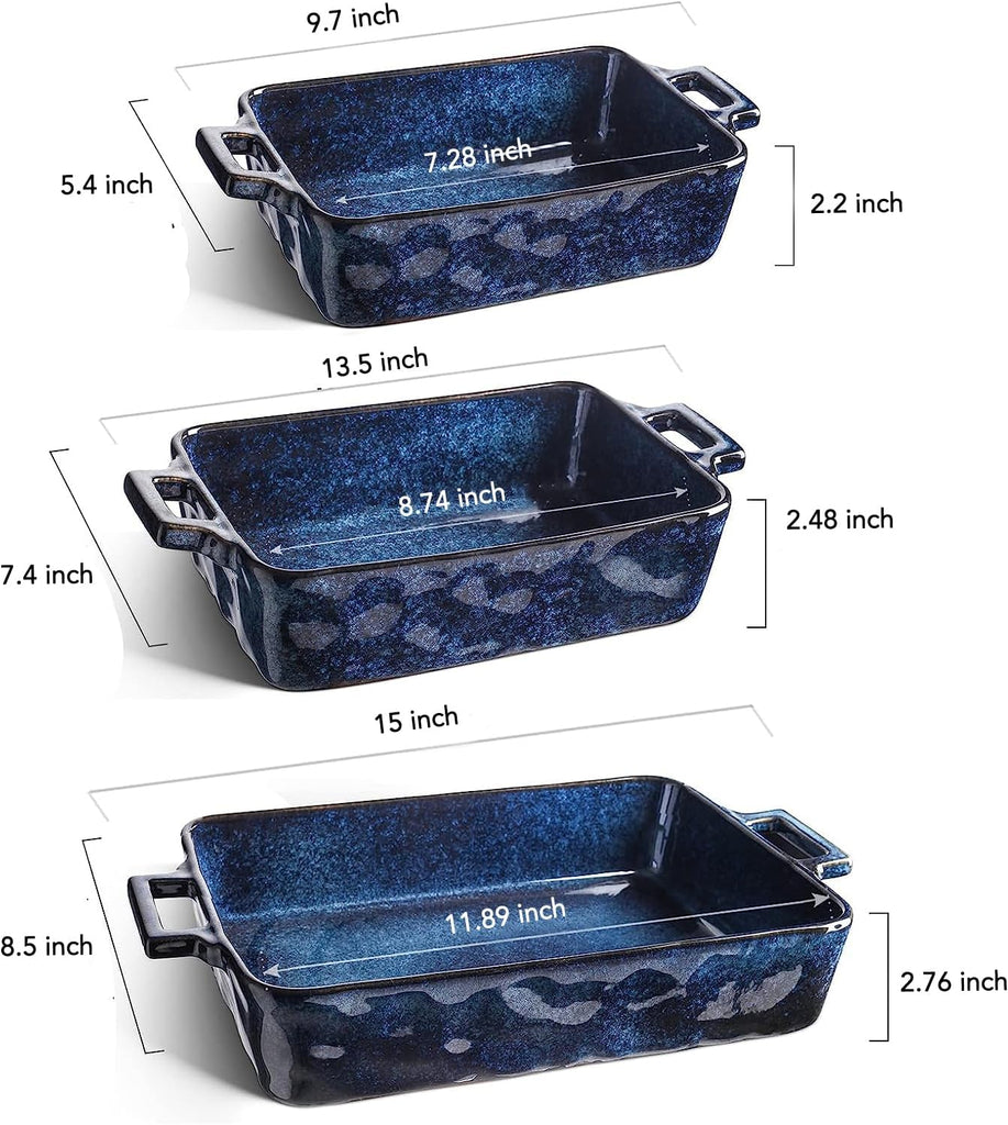 Ceramic Bakeware Set, Porcelain Rectangular Lasagna Pans Casserole Dish Set for , Cooking, Kitchen, Cake Dinner