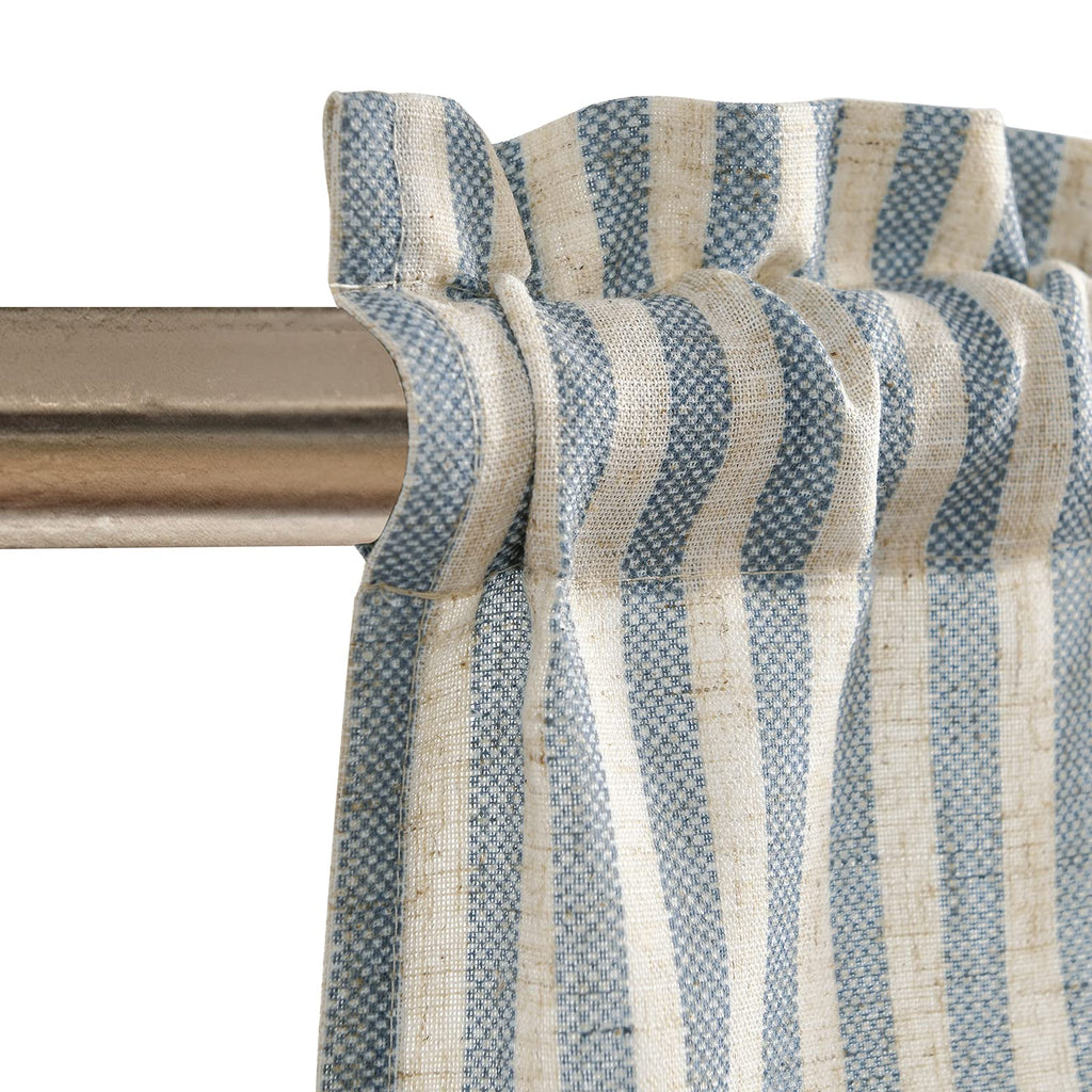 Kitchen Valance Linen Blend Stripe Short Curtain Farmhouse Country Rustic Pinstripe Tickingstripe Light Filtering Rod