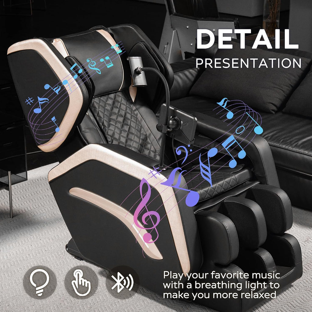 Massage Chair Recliner with Zero Gravity, Full Body Air Pressure, Foot and Calf Compression, Heated Waist and Legs