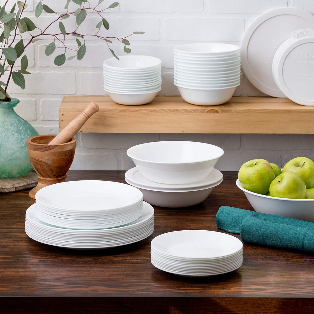 Vitrelle 78-Piece Service for 12 Dinnerware Set, Triple Layer Glass and Chip Resistant
