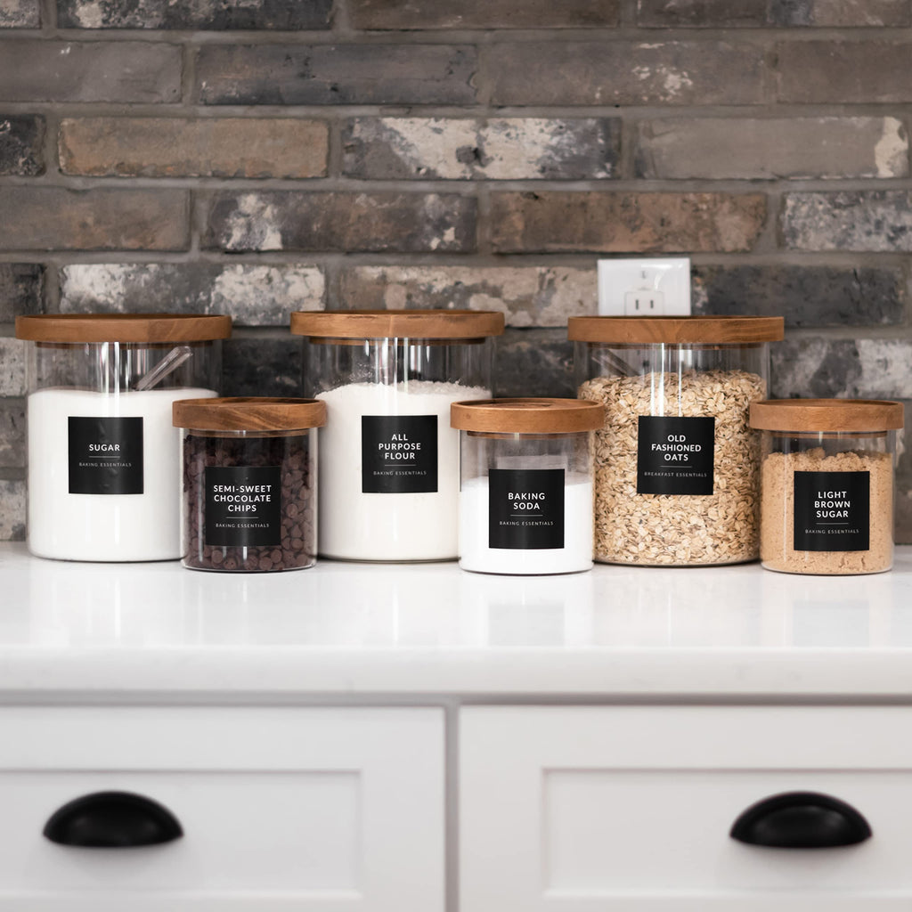Black Labels for Containers, 180 Labels for Food Storage Container, Pantry Labels for Food Storage, Organize Pantry