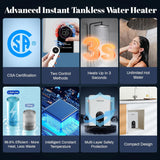 Electric Tankless Water Heater, 11kW 240V on Demand Instant Endless Electric Hot Water Heater for Residential Whole