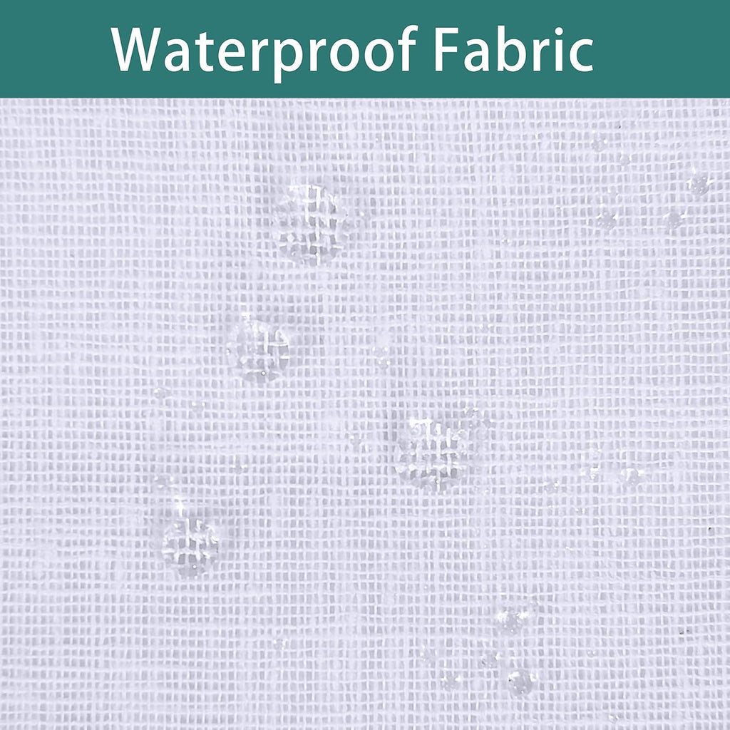 Burlap Linen Look Outdoor Curtain for Patio - 2 Panels Water - Image 3