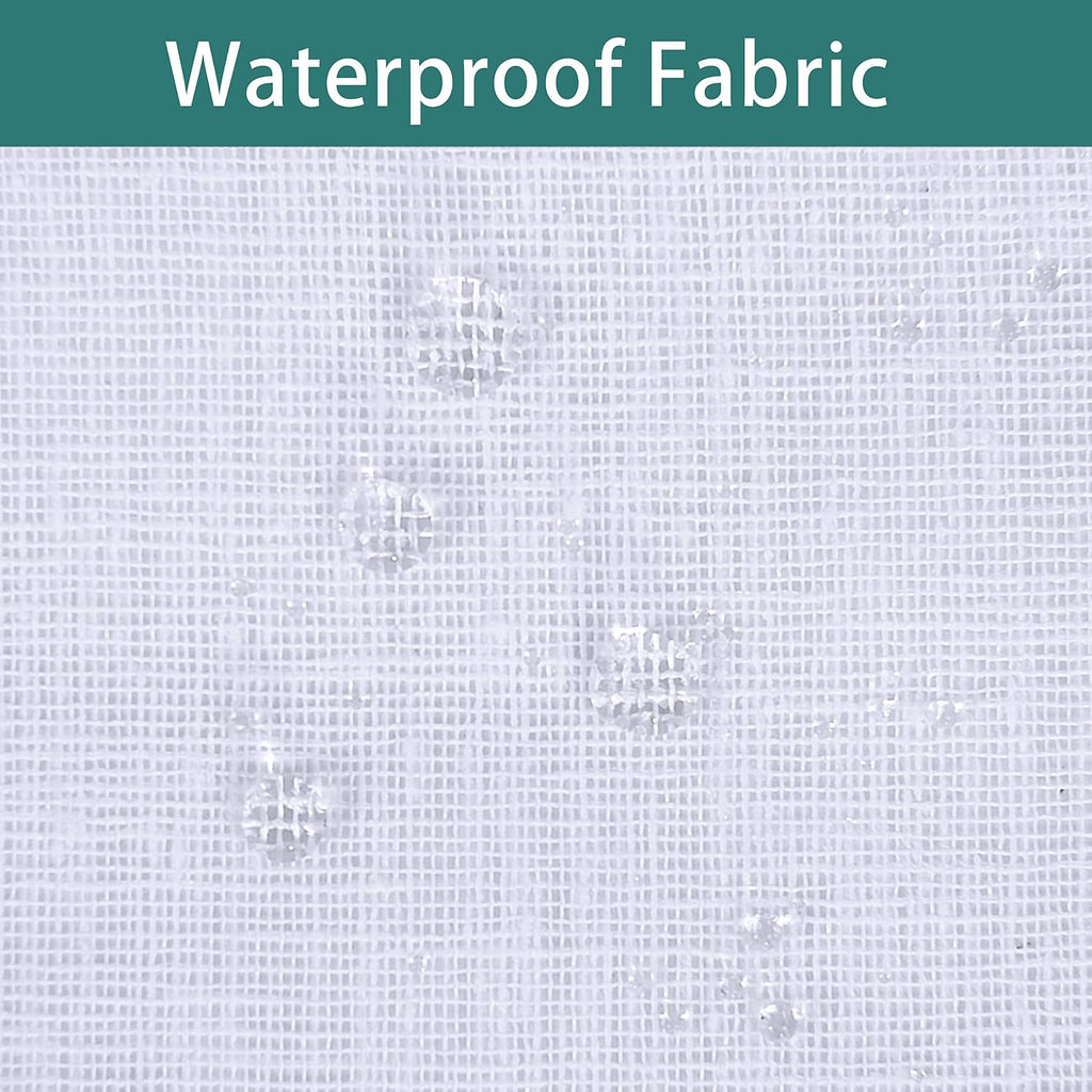 Burlap Linen Look Outdoor Curtains 2 Panels | Waterproof Tab Top Sheer Curtains for Pergola, Porch, Cabana, Gazebo