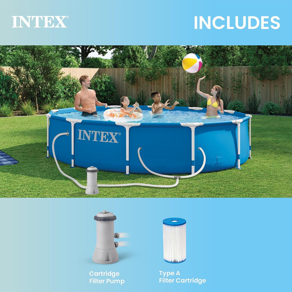 Metal Frame 12ft x 30in Round Above Ground Swimming Pool Set w/Pump | 28211EH - 530 GPH Cartridge Filter Pump and