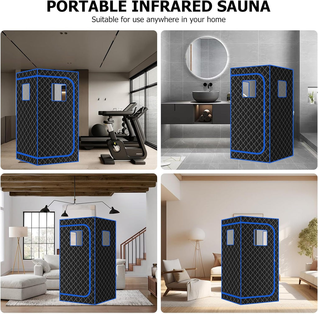 Portable Full Size Infrared Sauna for Home| One Person Spa Tent with Red Light| Personal Indoor Saunas with 660nm Red