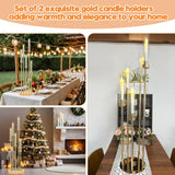 10 Sets 5 Arms Acrylic Candelabra for Tables,42'' Tall Candlesticks Holder with Lampshade,Wedding Centerpieces,Gold