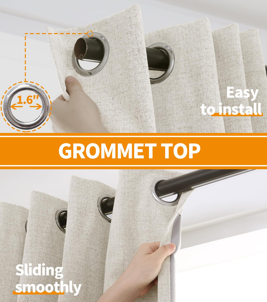 Extra Long Linen Blackout Curtains 96 Inch Length