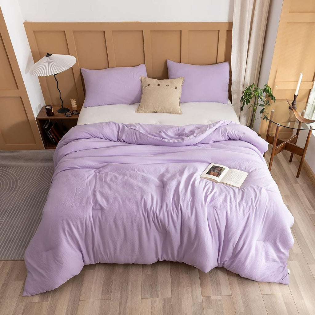 Comforter Sets for Girls Boys Teens Lavender, 3pcs (1 Boho Comforter & 2 Pillowcases) Lightweight Kids Comforter