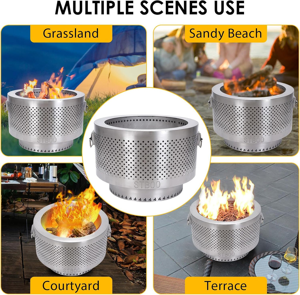 20Inch Large Firepit - Fire Pits for Outside with Portable Carrying Storage