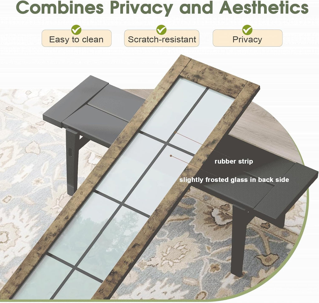 Preassembled Bifold Barn Door 30 x 84 in,Double 15 x 84 in Solid Wood & Grid Glass Panels, Bi-Fold B
