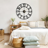 31 Inch Extra Large Wall Clock, Retro Decorative Oversized Silent Little Ticking Battery Operated,Black Metal