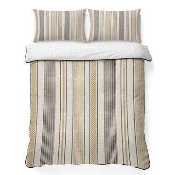 Vintage Striped Quilts Bedding Set Taupe Brown Vertical Ticking Stripes French Country Lightweight Quilted