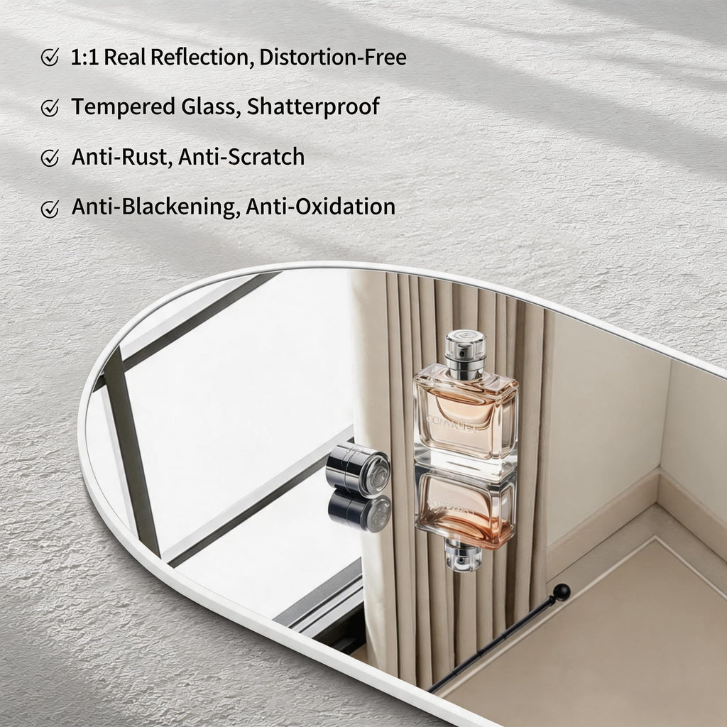 Arched Wall Mirror, 30"x30" White Arched Mirror Table