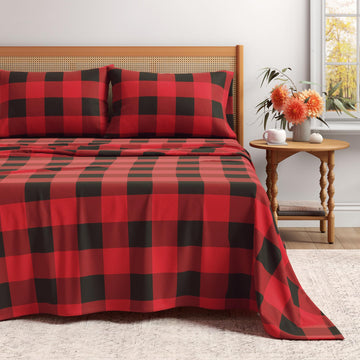 Flannel Sheet Set - 100% Turkish Cotton, Double-Brushed, Printed Bed Sheets - Ultra-Soft, Cozy, 4-Piece