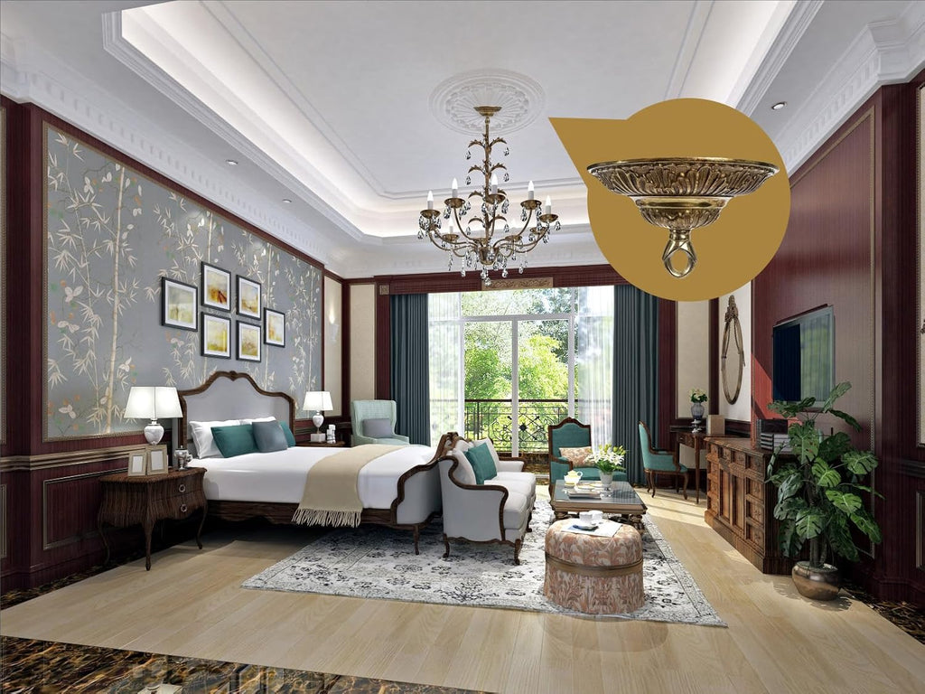 5.71" All Copper Chandelier Canopy Kit with Lamp Parts Hardware and Hooks, Light Fiture Cover as Ceiling Medallion