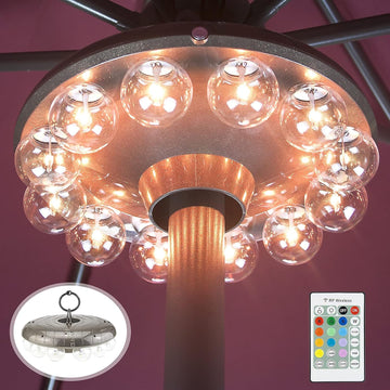 Patio Umbrella Light, 3xD Battery Operated Umbrella Pole Light with RF Remote 80Ft Through Wall