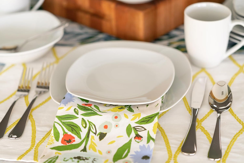 Simply Square 16 Piece Dinnerware Set, Porcelain, White
