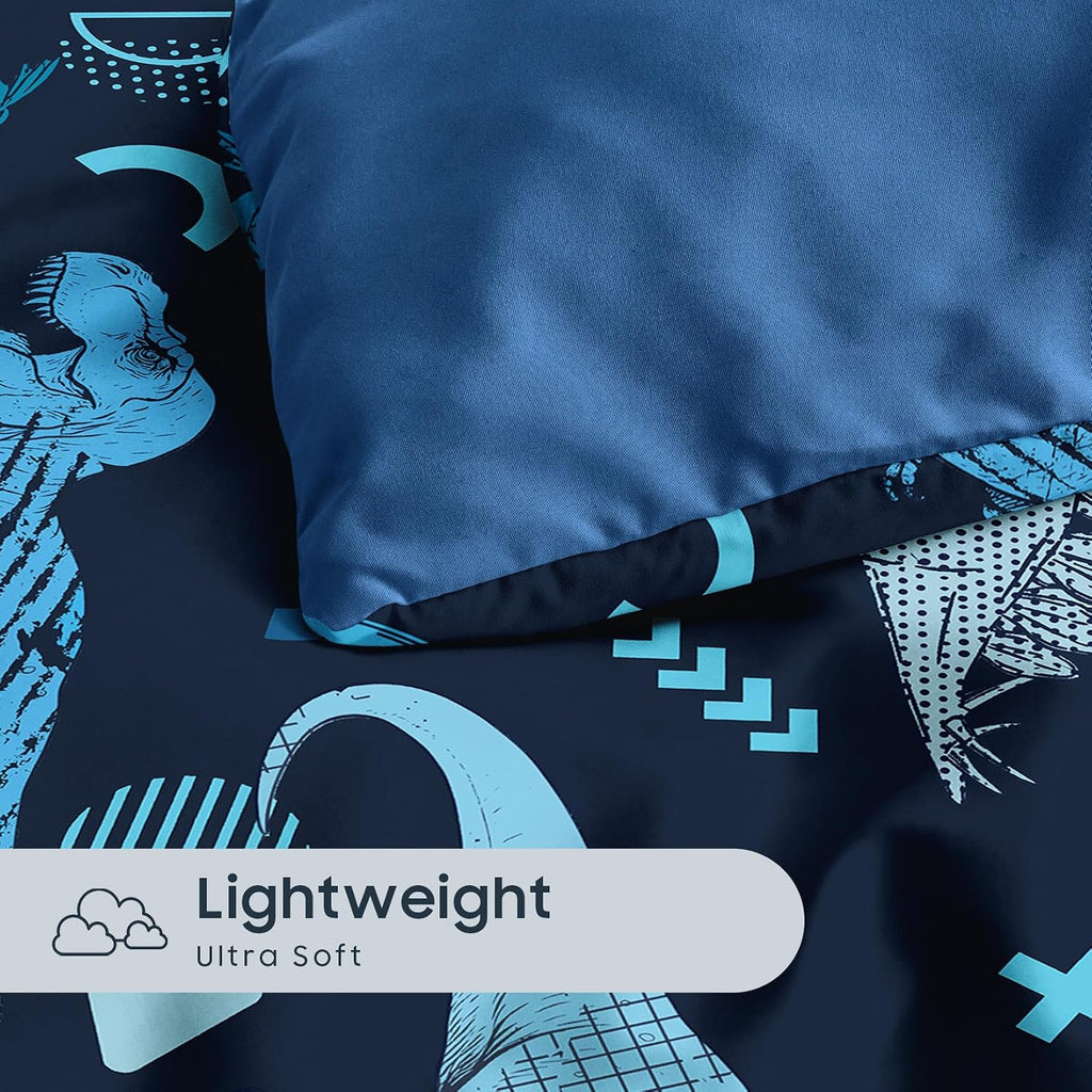 Dinosaur Bedding Set for Boys, Jurassic Dino World Sketch, Soft Lightweight Comforter Set with Sheets, 5 Pieces Kids