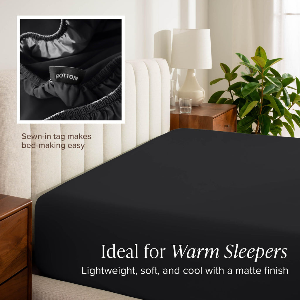 100% Organic Cotton Percale Sheet Set (Queen, Black)