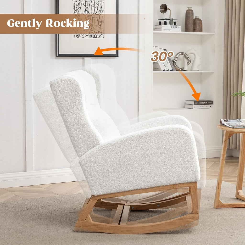 Rocking Chair Nursery, Nursing Rocking Chairs for Mom Nursery, Comfy Wingback Glider Rocking Armchair with Foot Rest