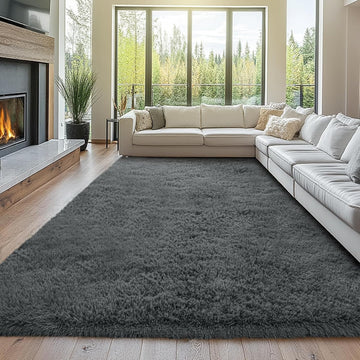 Fluffy Area Rug - Grey Shag Plush Rugs