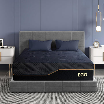 King 14 inch Memory Foam Mattress for Back Pain Relief Medium Firm | Fiberglass Free, Copper Gel Infused