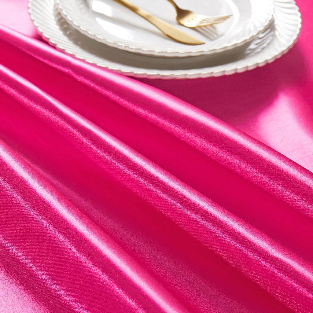 4 Pack Hot Pink Satin Tablecloth 58" x 102"