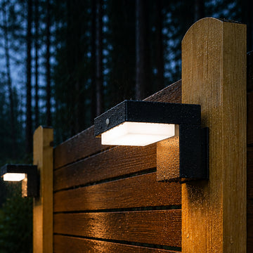 Solar Fence & Wall Lights Outdoor, Motion Sensor, 3000K, 2 Pack