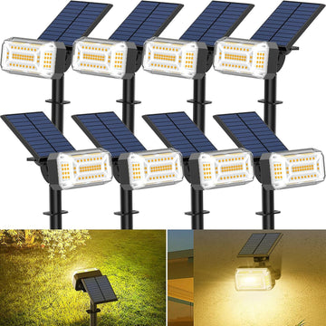 102 LED Solar Spot Lights Outdoor Waterproof IP65, Adjustable Landscape Spotlights, [8 Pack/4 Modes] Auto On/Off