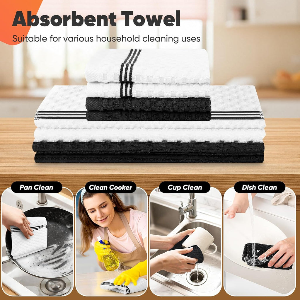 Oven Mitts Kitchen Towels and Dishcloths with Pot Holders Sets, Oven Gloves Hot Pads 500°F Heat Resistant with